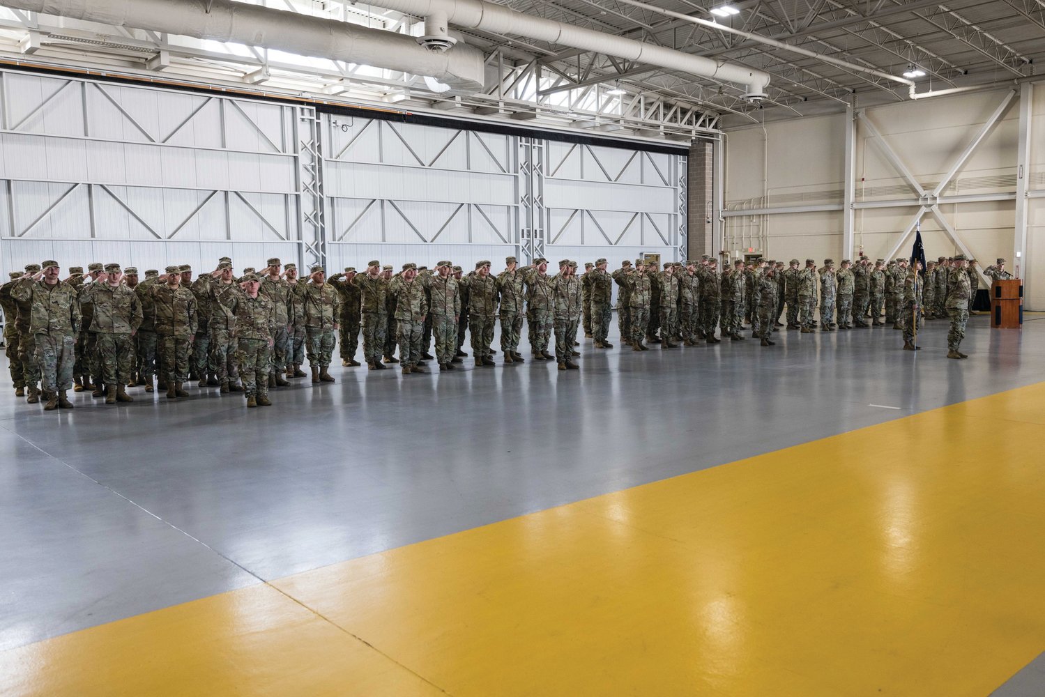 The Rhode Island National Guard hosted a departure ceremony for Alpha Company, 1-182d Infantry Battalion, nicknamed “Attack” Company, at the Army Aviation Support Facility on Quonset Air National Guard Base on Memorial Day.